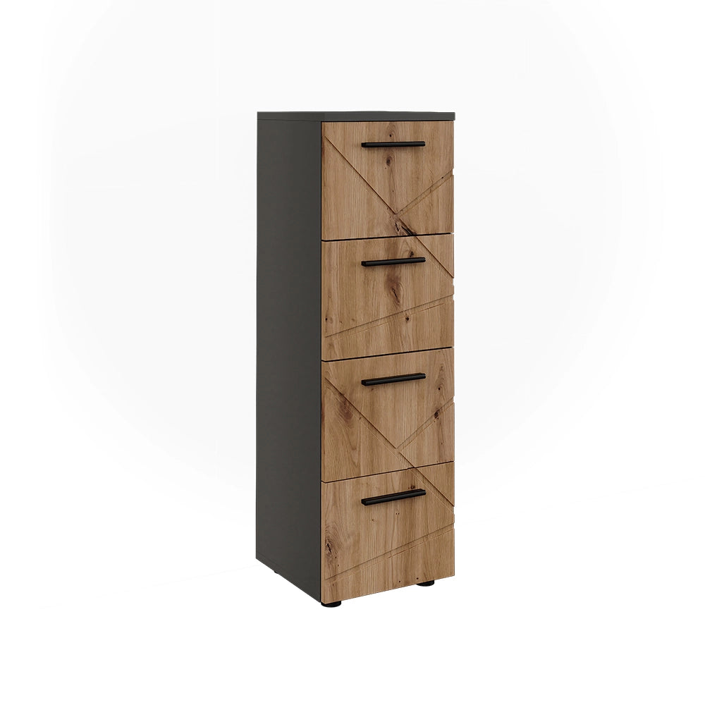 Vicco Mobiletto midi Antracite/Artisan 30 x 95 cm con 4 cassetti