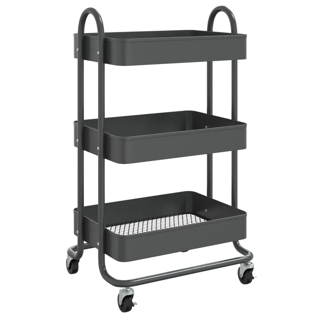 Carrello a 3 Livelli Antracite 43x34x79 cm in Acciaio 335867