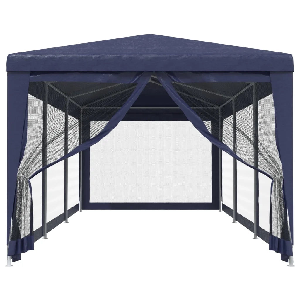 Tenda per Feste con 8 Pareti Laterali in Rete-Tenda Gazebo Blu 3x9 m HDPE