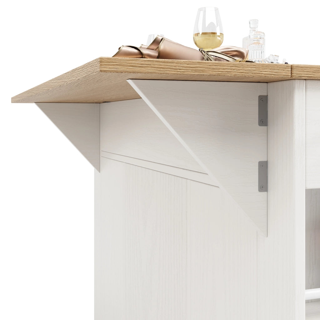Isola Cucina con Ripiano in Legno e Vetro Temperato ¨C MINIMAL ¨C Bianco