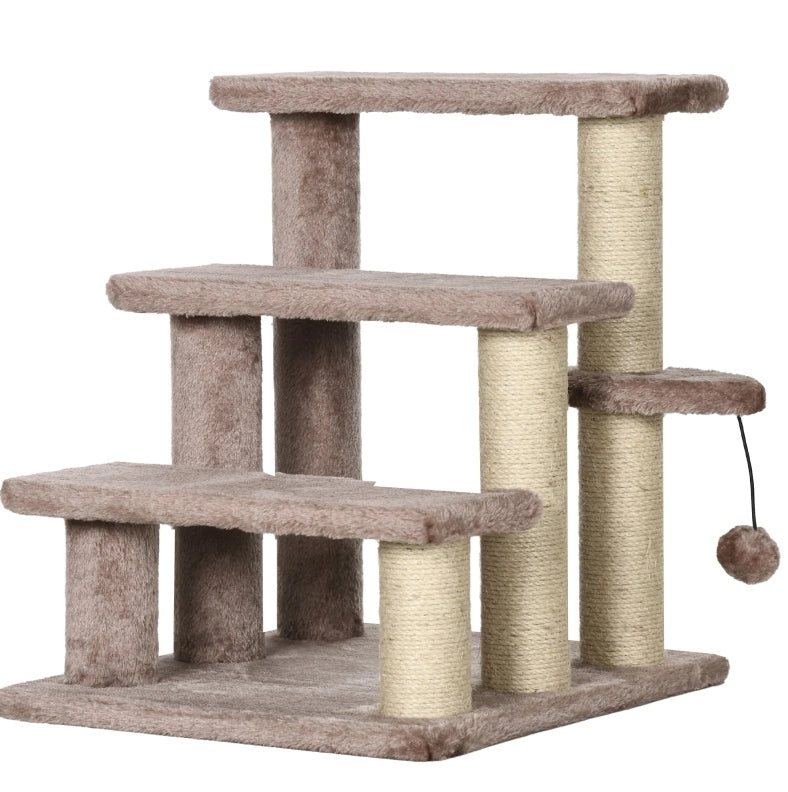 Scala tiragraffi per gatti marrone con 3 gradini 45 x 40 x 48 cm