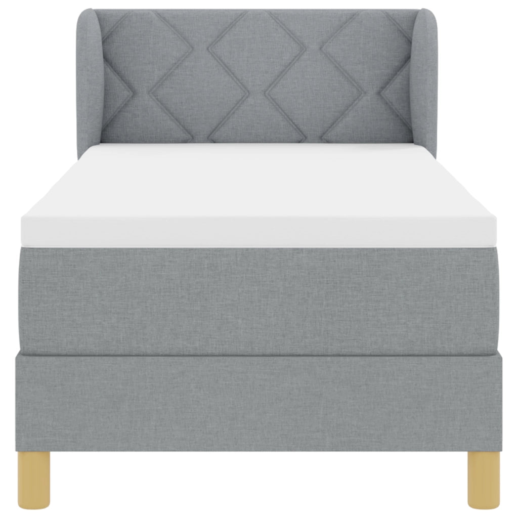 Letto Box Spring con Materasso Grigio Chiaro 80x200 cm in Tessuto