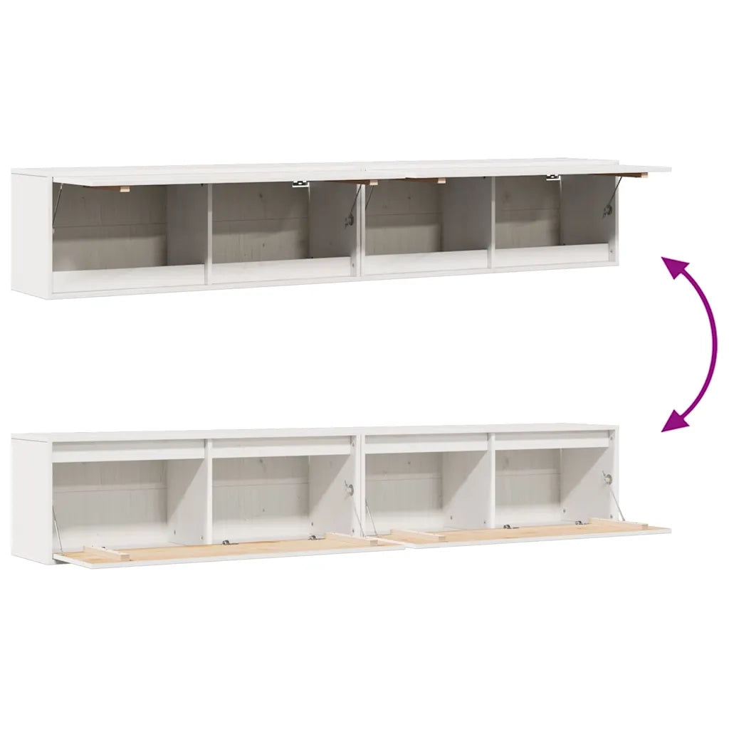 Set di 2 pratici pensili decorativi da parete 100 x 30 x 35 cm in legno massello di pino bianco. Codice articolo: 02_0048079.