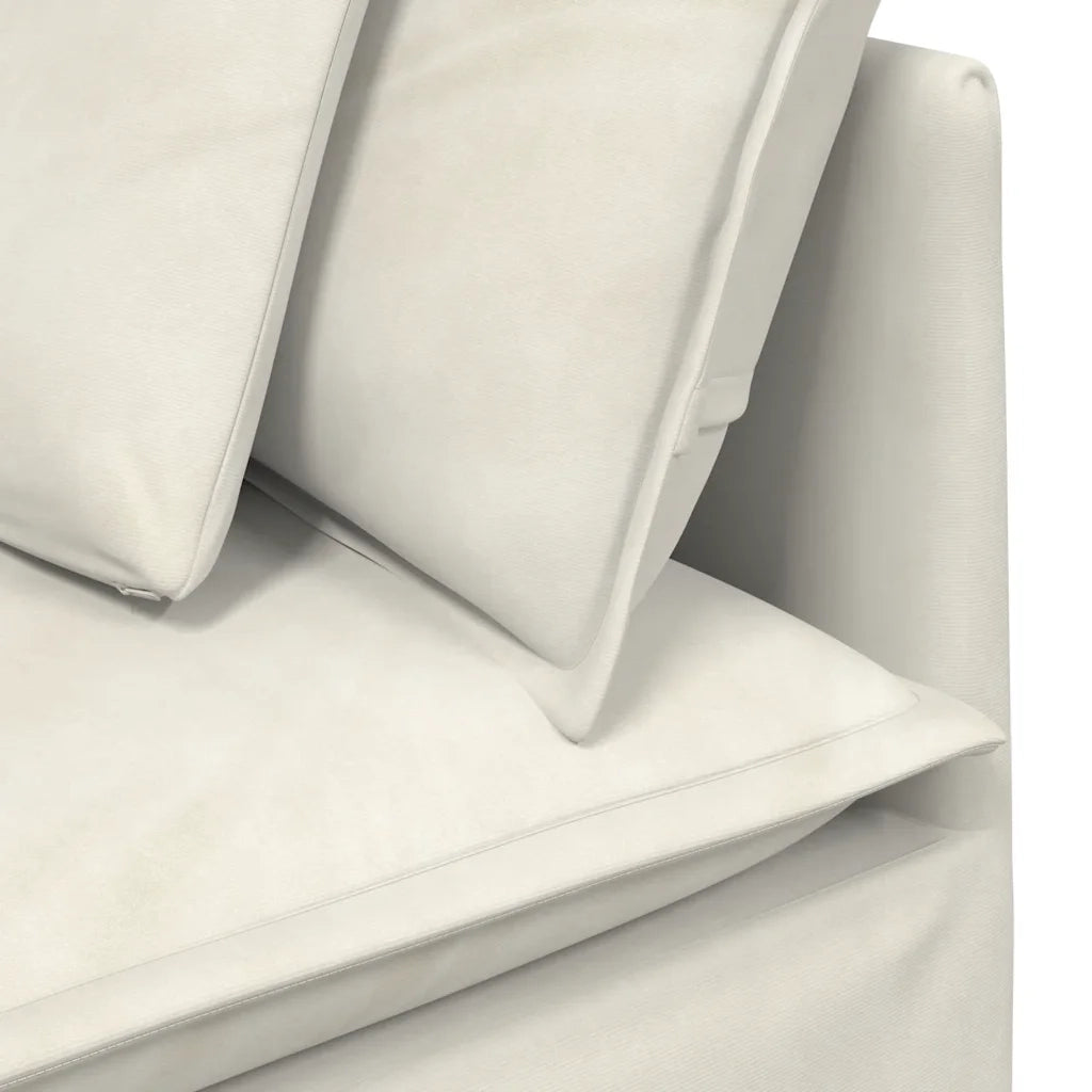 Divano Modulare con Cuscini in Velluto Crema 3321335