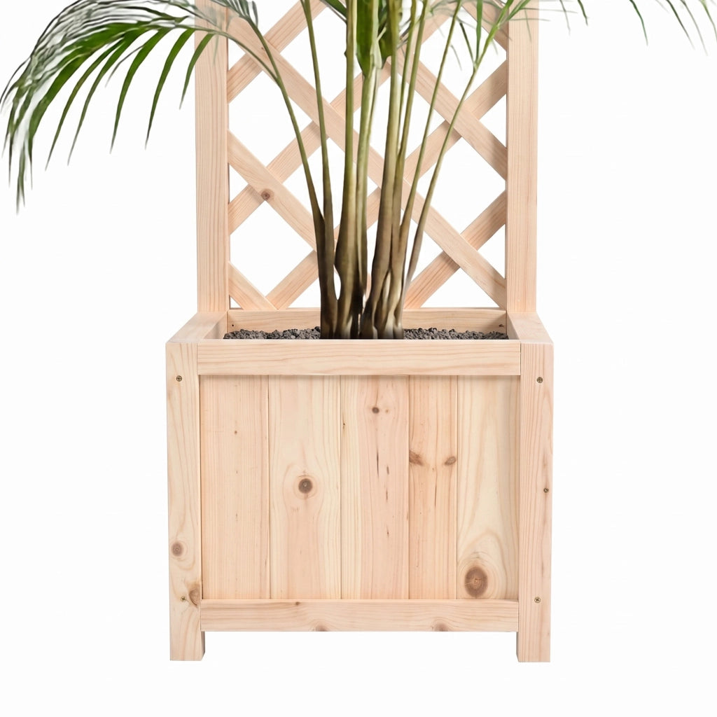 Rosy - Fioriera da Esterno con Grigliato 35x120x30 cm per Piante Rampicanti in Legno di Cedro Impregnato Natural Oak