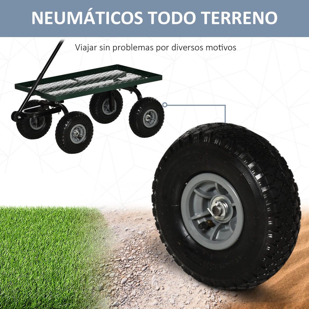 Carrello da Giardino ¨C Zephmum ¨C Verde e Nero 94x48.5x100 cm Acciaio