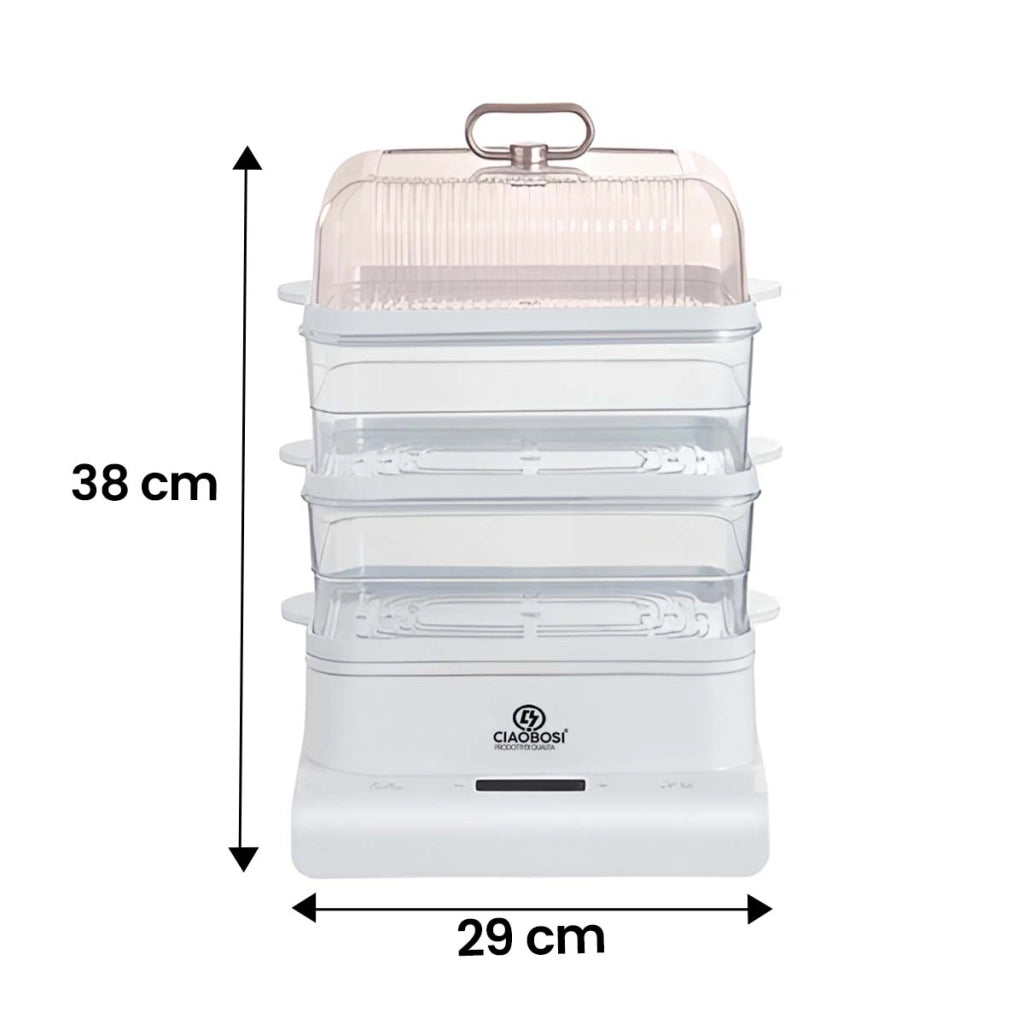 Cuocirisoletto Elettrico 800W con 3 Piani e Capacità Totale 10L Trasparente Avizar