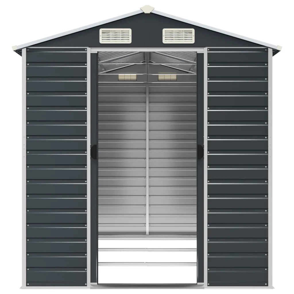 Capanno da Giardino Antracite 191x300x198 cm in Acciaio Zincato