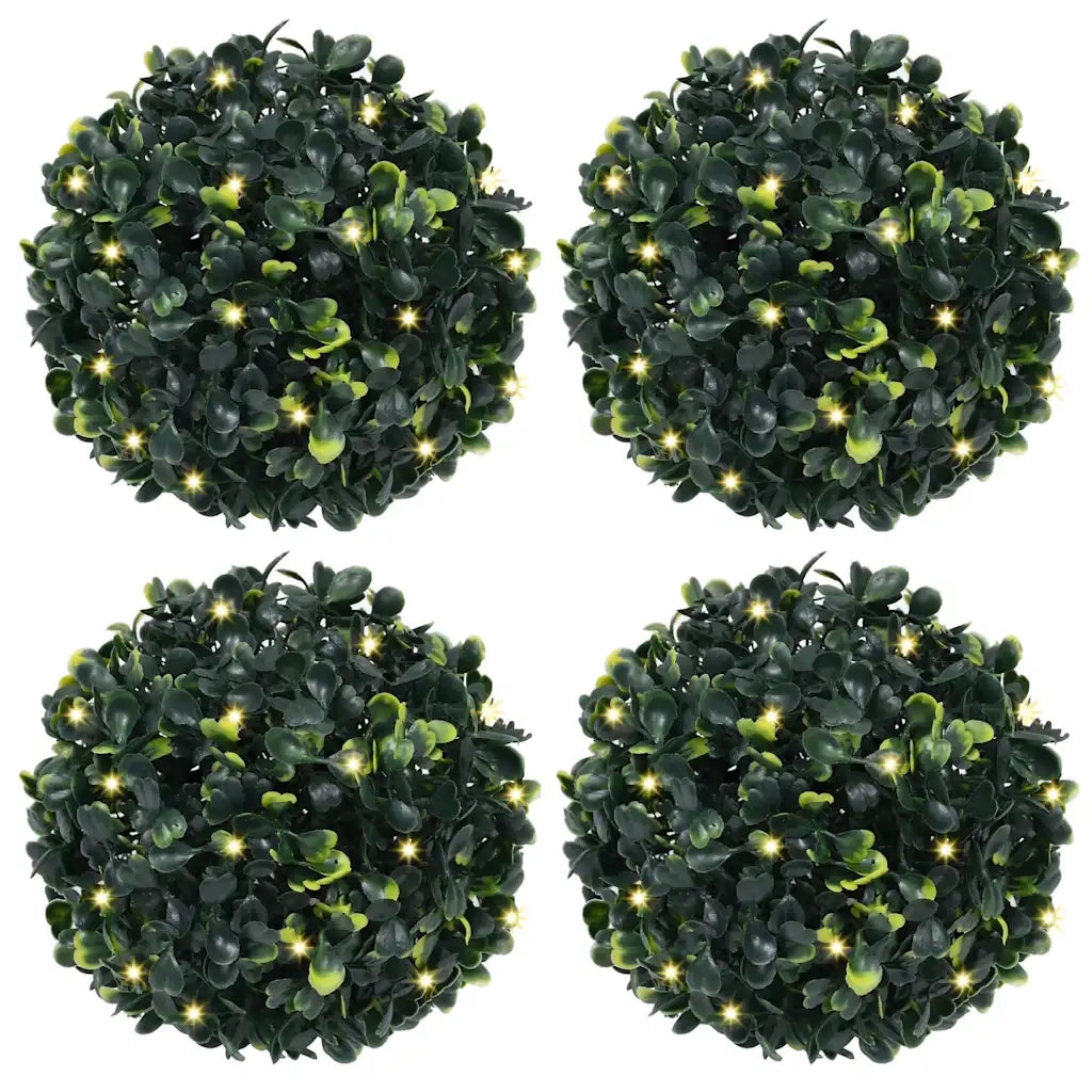 Sfere di Bosso Artificiale con Luci LED 4 pz Verdi 12 cm