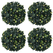Sfere di Bosso Artificiale con Luci LED 4 pz Verdi 12 cm
