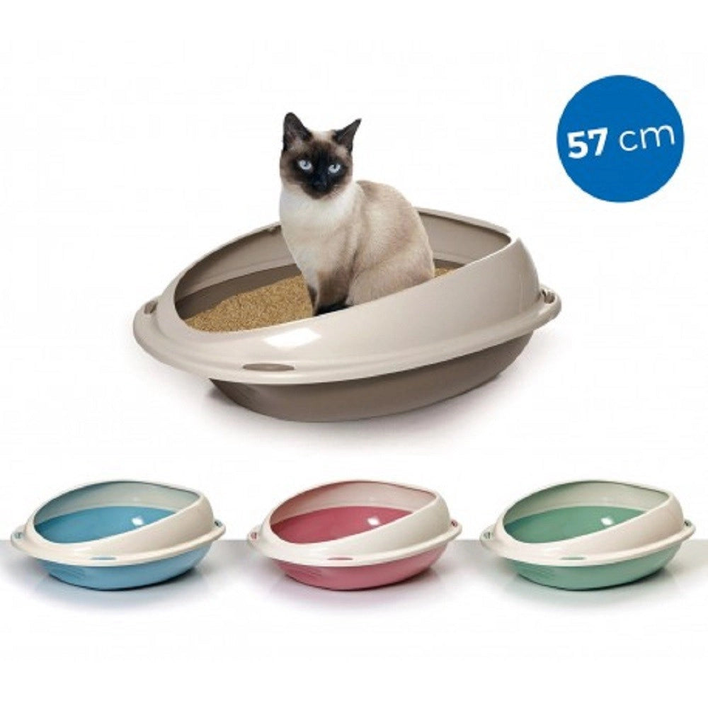 Trade Shop - Lettiera Scoperta Per Gatti Gatto Shuttle Con Bordi Rialzati Salva Sporco 57 Cm -