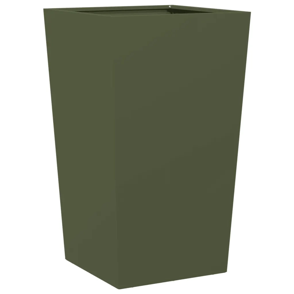 Fioriera | Cassetta per fiori | Vaso da Giardino Verde Oliva 45x45x75 cm in Acciaio