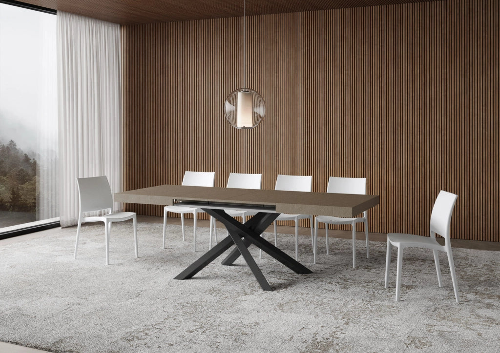 Tavolo Allungabile 120-224x90x77 cm Volantis Tortora Telaio Antracite
