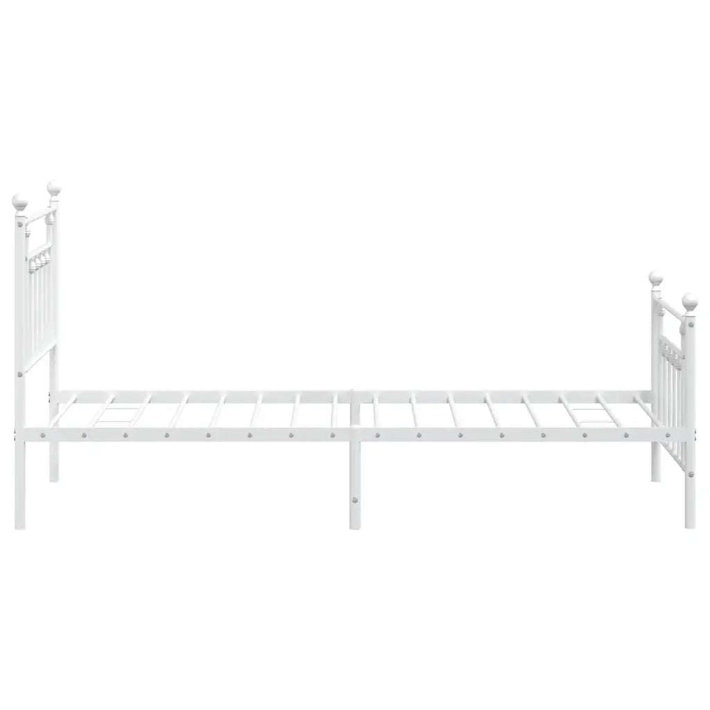 Letto singolo | Letto per adulti | Giroletto con Testiera e Pediera Metallo Bianco 90x200 cm