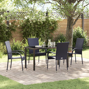 Set da pranzo da giardino 5 pezzi nero in rattan poliestere