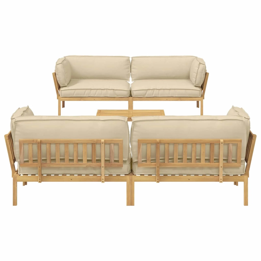 Set di divani con cuscino 5 pcs Beige Legno di Acacia Massello 3418467