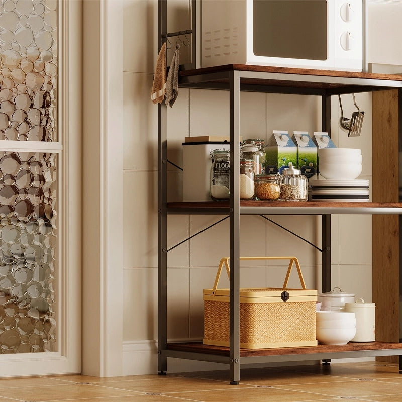Scaffale multifunzionale mobile da cucina vintage retro marrone loft 6 ripiani 166 cm