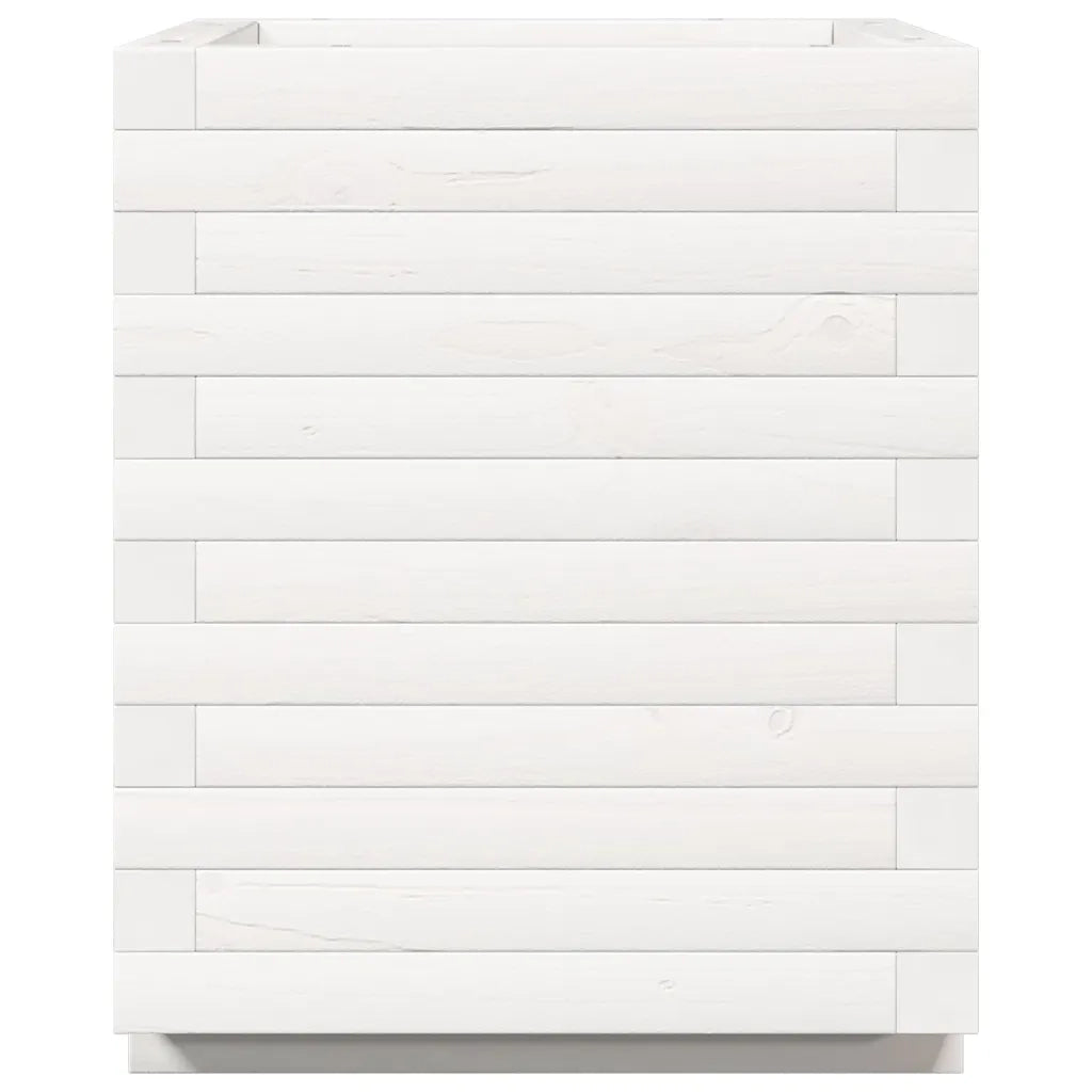 Fioriera da Giardino-Vaso da Esterno Bianca 40x40x49,5cm Legno Massello di Pino