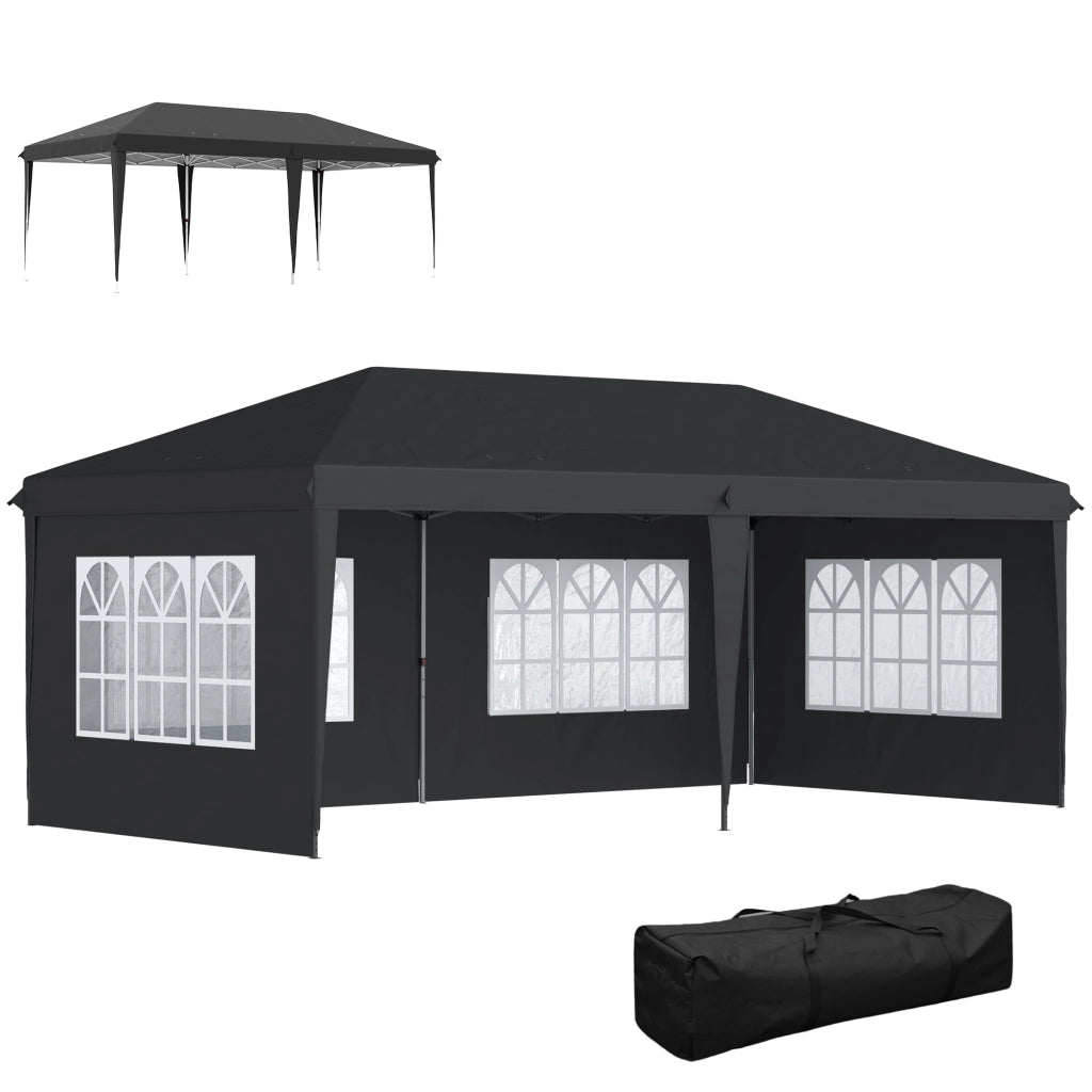 Tendone da giardino pieghevole 3x6 m ¨C zephmum ¨C nero