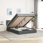 Pouf Letto con Materasso e LED Grigio Scuro 140x200 cm 3312479