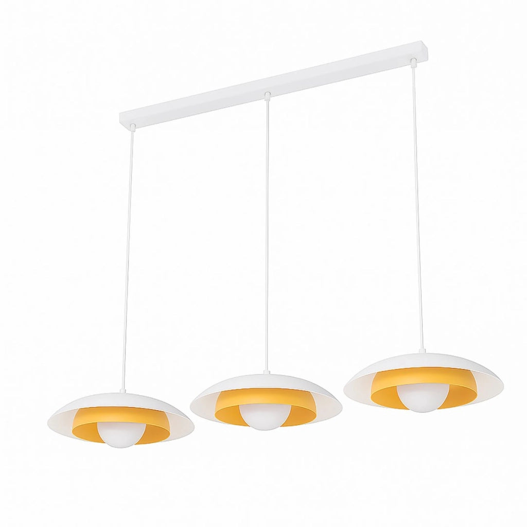 Lampada a sospensione Skin in acciaio bianco con dettagli arancioni