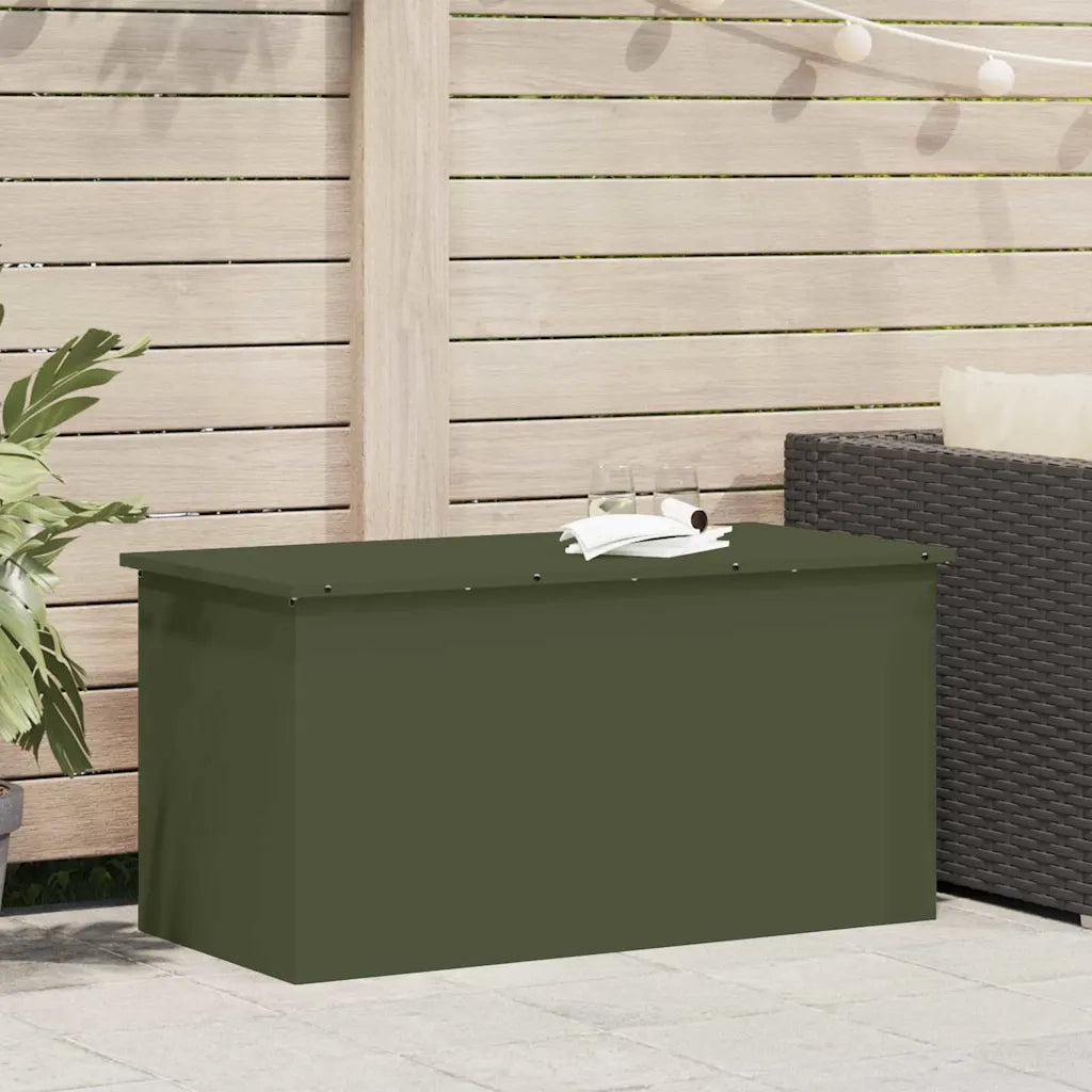 Scatola di Stoccaggio Esterno Verde oliva 100 x 50,5 x 50 cm 874563