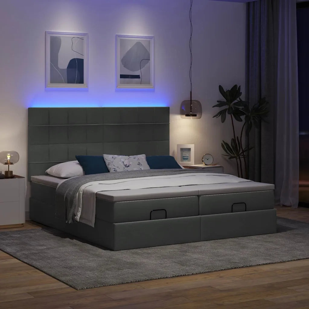 Struttura Letto Pouf con Materassi 200x200 cm in Tessuto 3314549