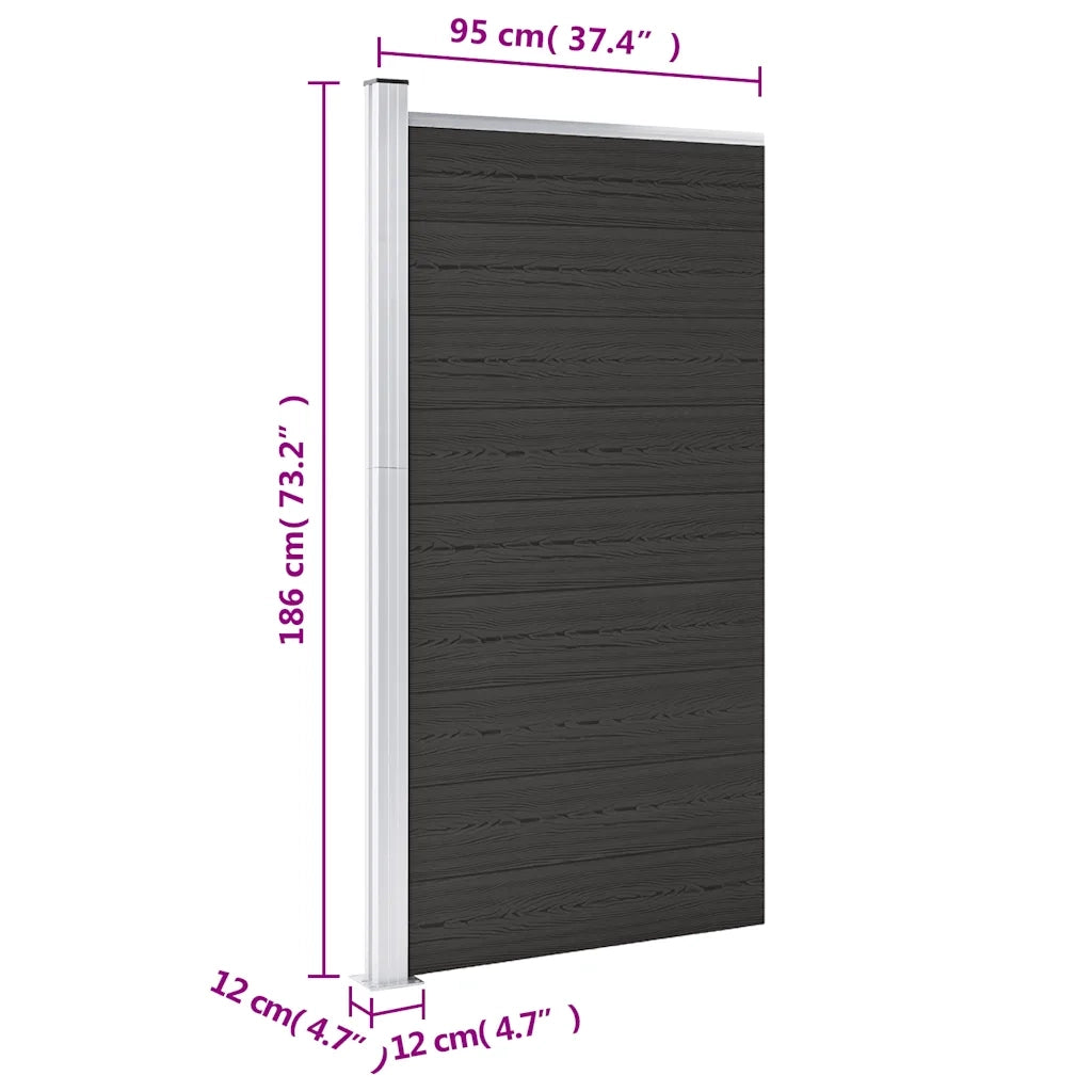 Pannello di Recinzione in WPC 95x186 cm Nero cod mxl 9193