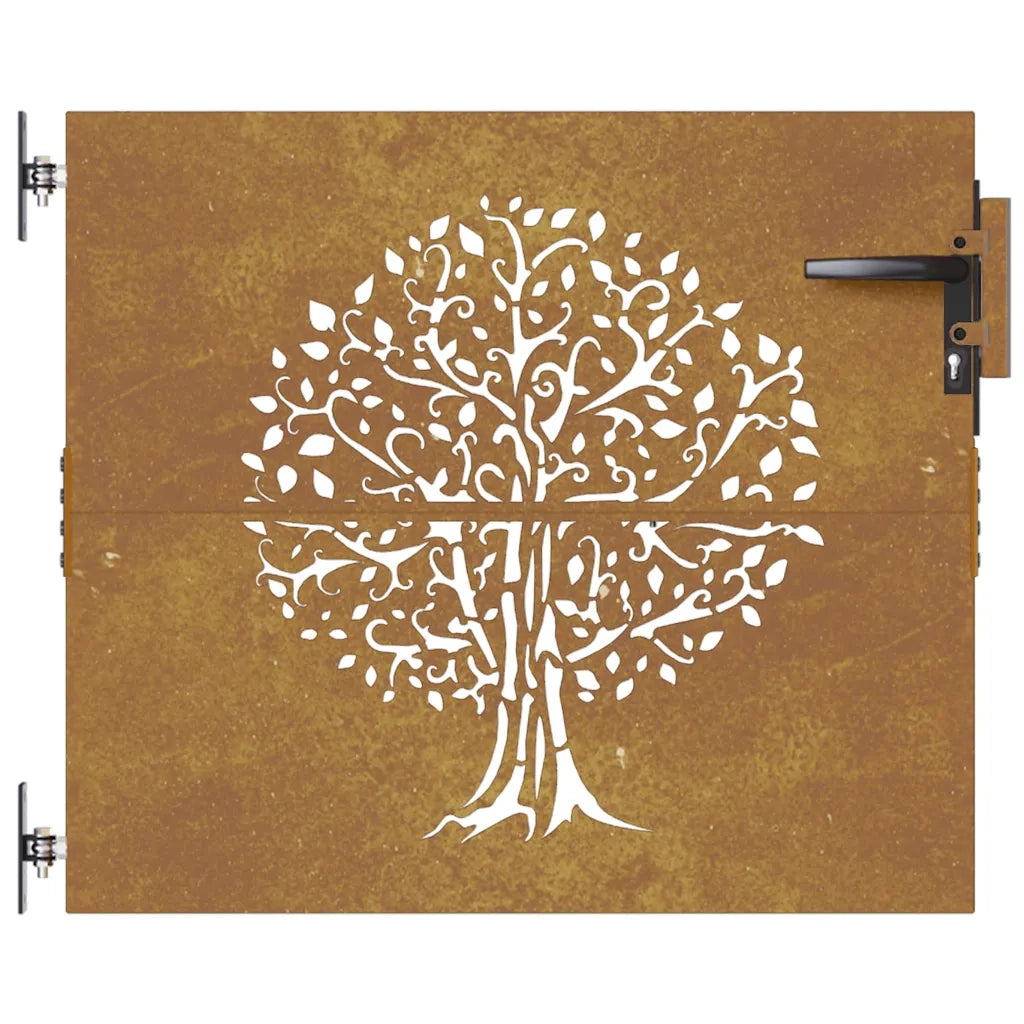 Cancello da giardino 85x100 cm in acciaio Corten con design ad albero 153209