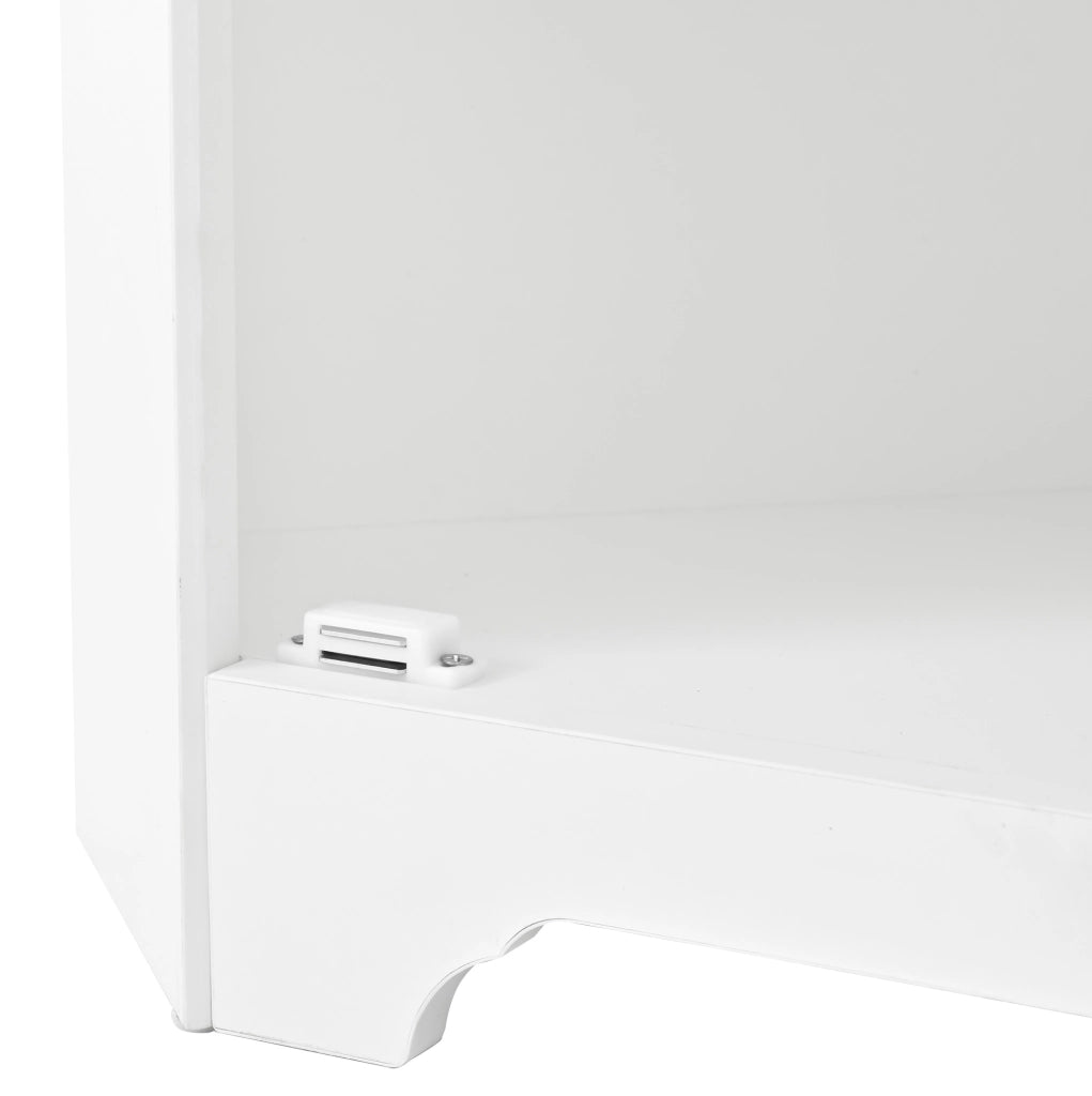 Mobile sottolavabo bagno a pavimento in MDF bianco con maniglie in metallo