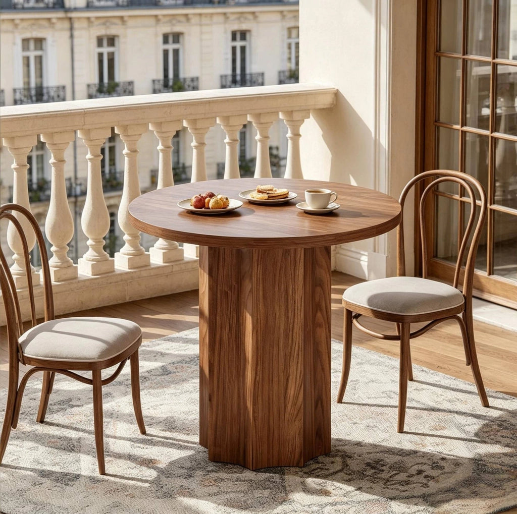 Tavolo da pranzo rotondo 80x80x75 cm in MDF marrone per 2-4 persone