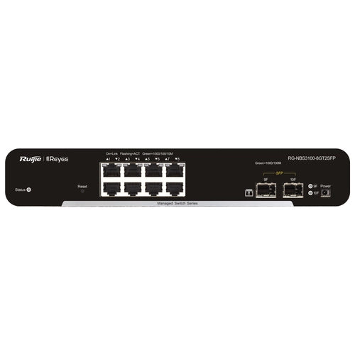 Reyee cloud switch managed gigabit l2 8 porte, 2 slot sfp (chassis metallico desktop) - RG-NBS3100-8GT2SFP
