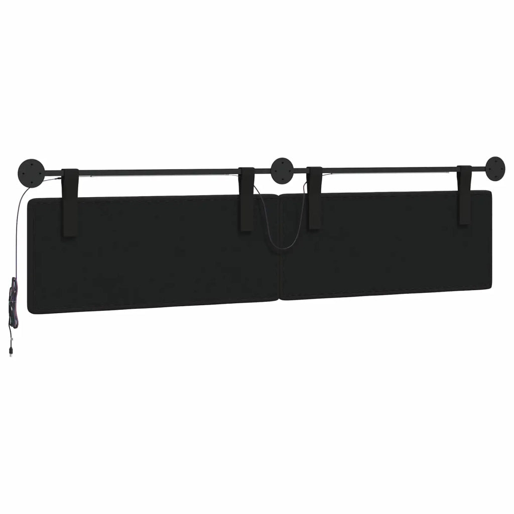 Testiera sospesa Con luce LED Nero Similpelle