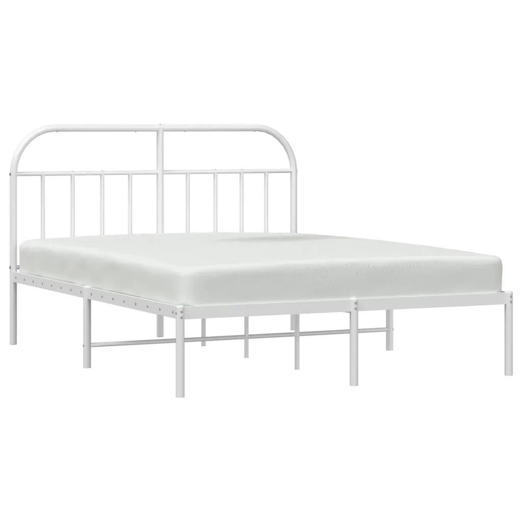 Giroletto con Testiera-Struttura Letto con testiera Metallo Bianco 140x190 cm 999372