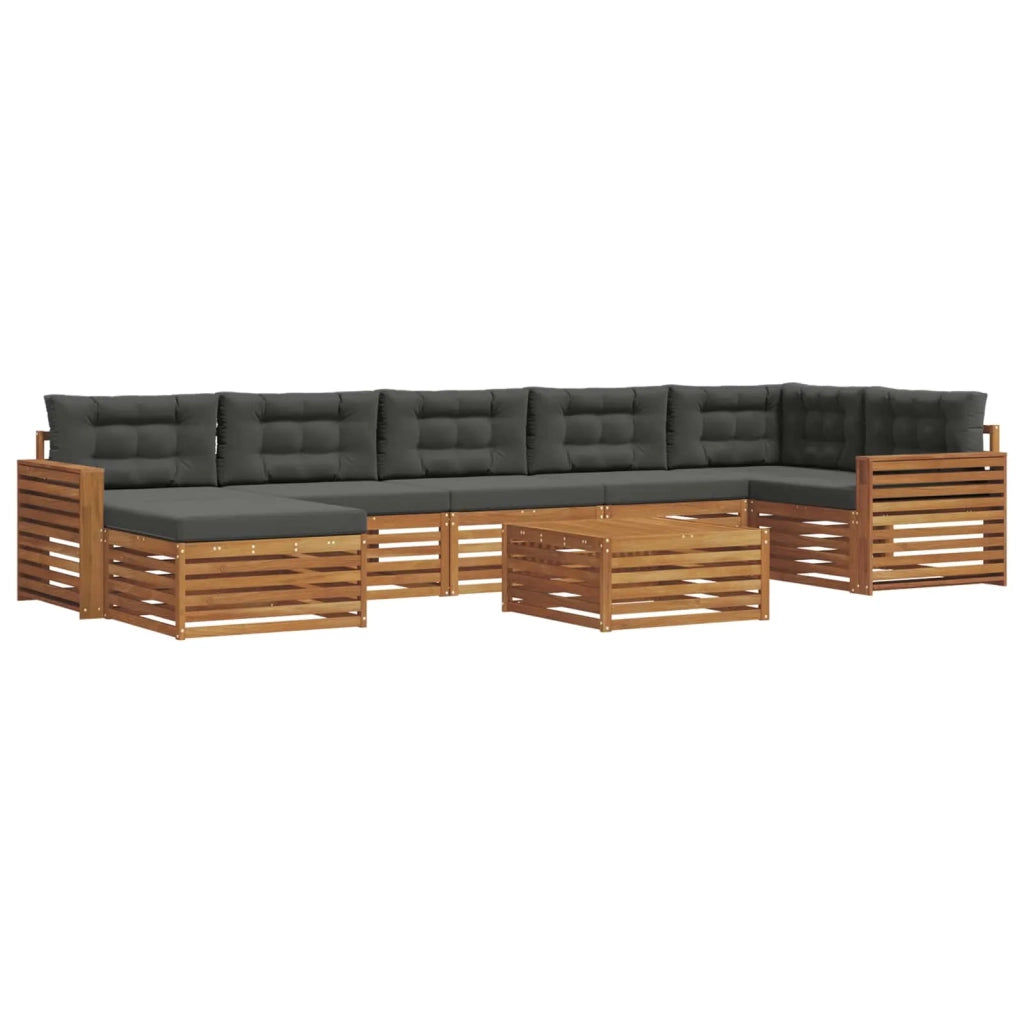 Set di divani da esterno con cuscino 8 pcs Naturale e Antracite