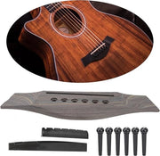 Ponte Acustico per Chitarra con Dado e 6 Pennelli per Strumenti a Corde con 6 Corde