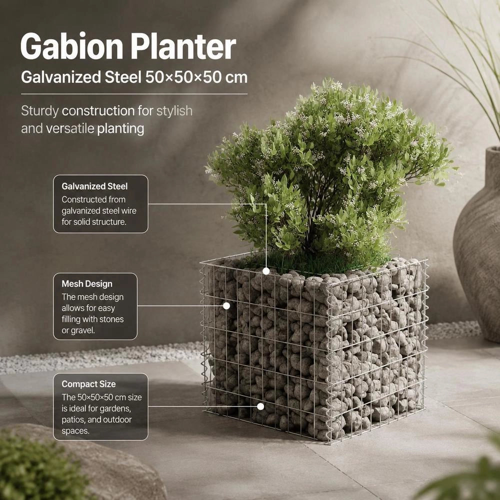 Gabion Raised Bed Galvanized Steel 50x50x50 Cm