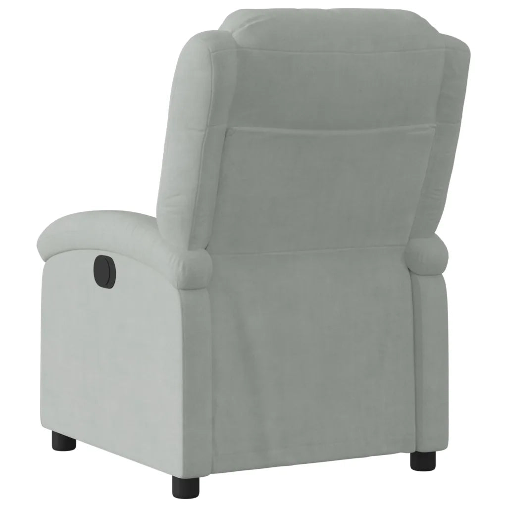Poltrona Elettrica Reclinabile Grigio Chiaro in Vera Pelle 3204278