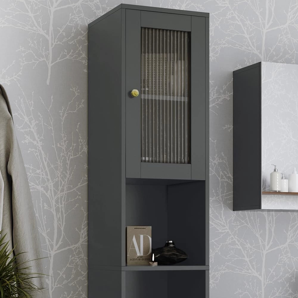Mobiletto da bagno Malte, Grigio, 30 x 171.5 cm, per la conservazione di accessori da bagno e combinabile con Malte