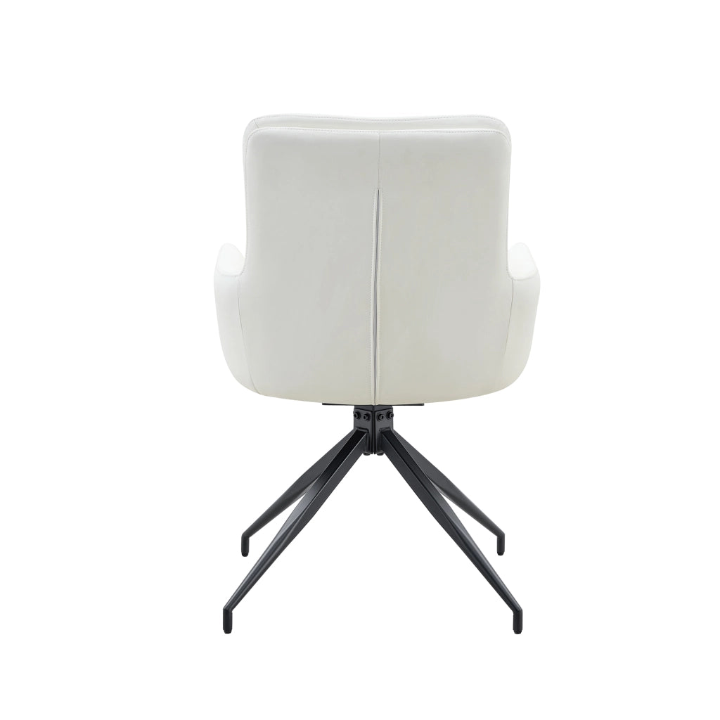 Set 2 Sedie da Pranzo Girevoli ¨C MINIMAL ¨C Rivestimento PU Bianco, Gambe in Metallo Nero