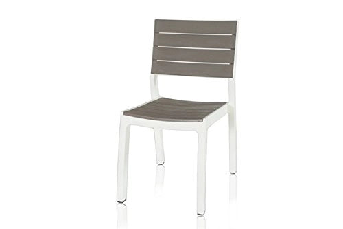 Sedia da Giardino in Resina Effetto Legno Impilabile Colore Bianco