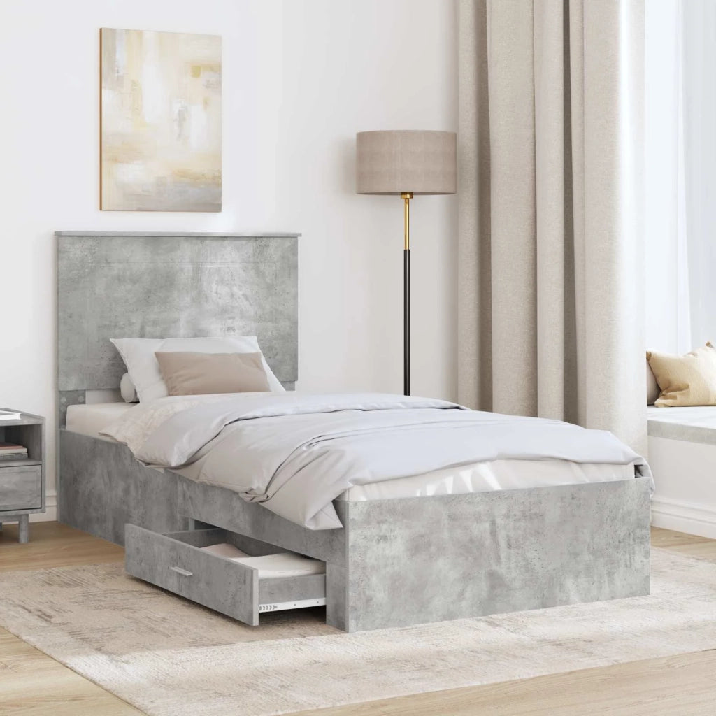 Struttura del letto con testiera-Giroletto con Testiera Grigio cemento 90 x 190 cm 452741