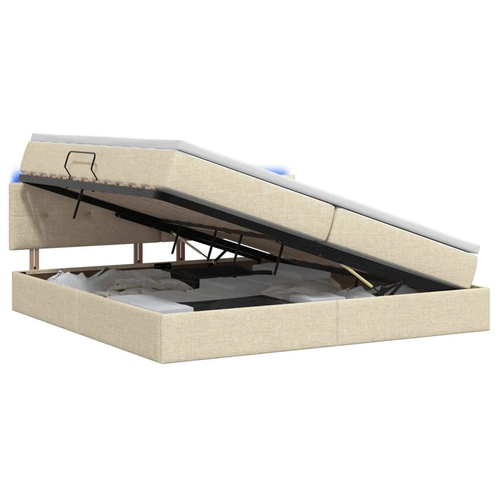 Letto con contenitore LED e materasso Crema 200 x 200 cm 3459088
