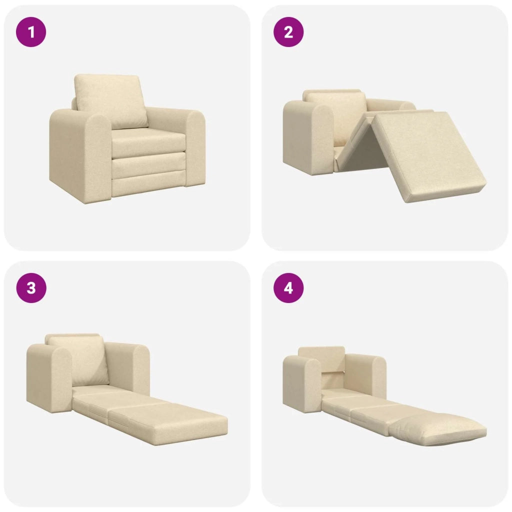 Divano letto | Sof¨¤ letto | Letto singolo Crema 98 x 71 x 83 cm Tessuto