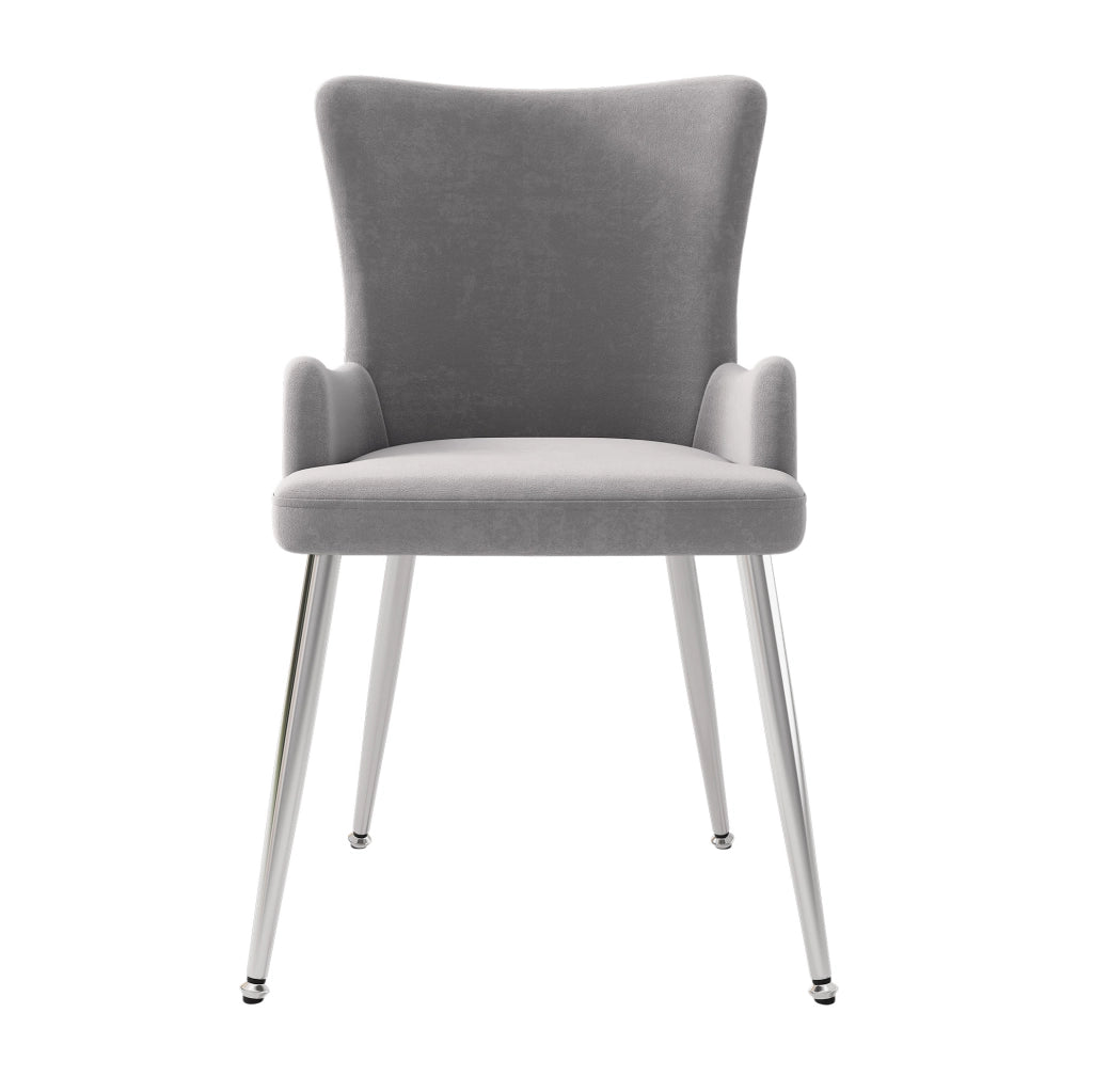 Set di 6 sedie da pranzo in velluto con gambe in metallo; grigio e argento
