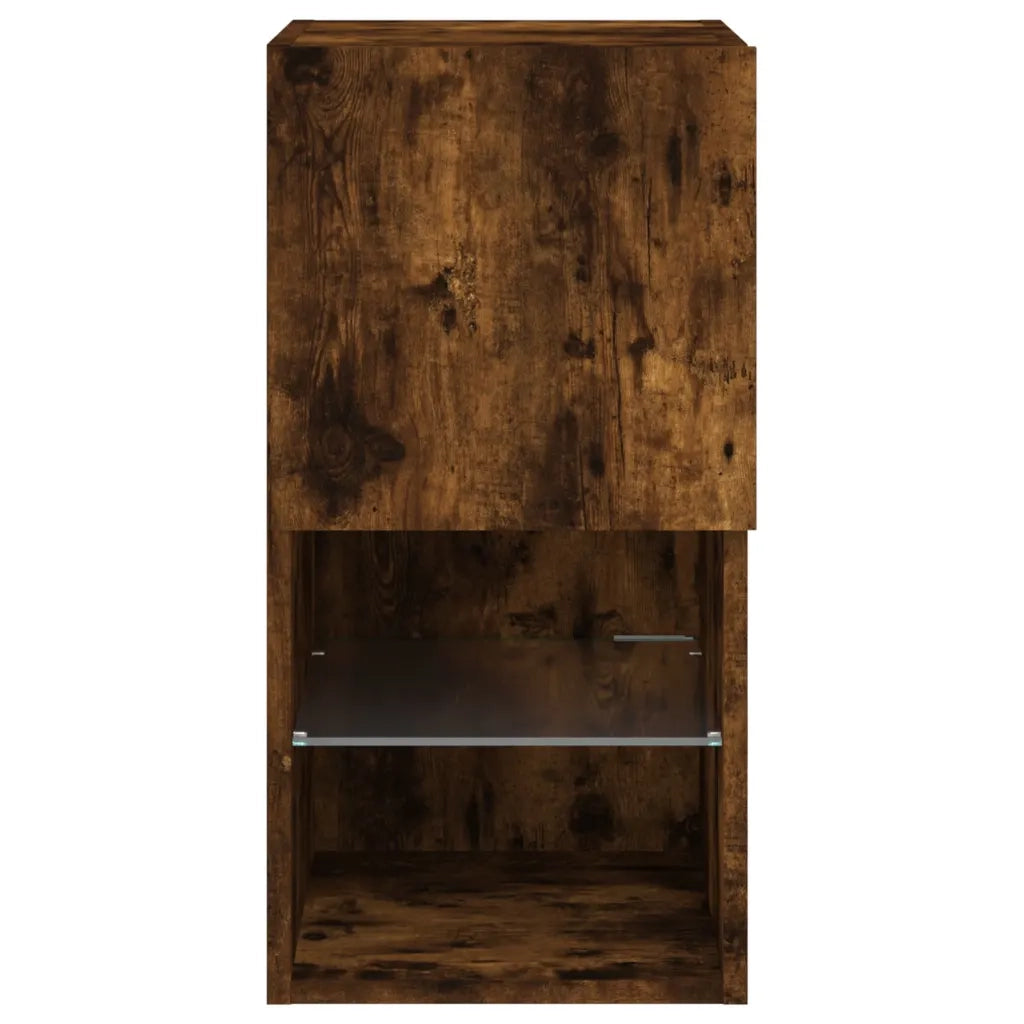 Mobili Porta TV con Luci LED 2 pz Rovere Fumo 30,5x30x60 cm 836996