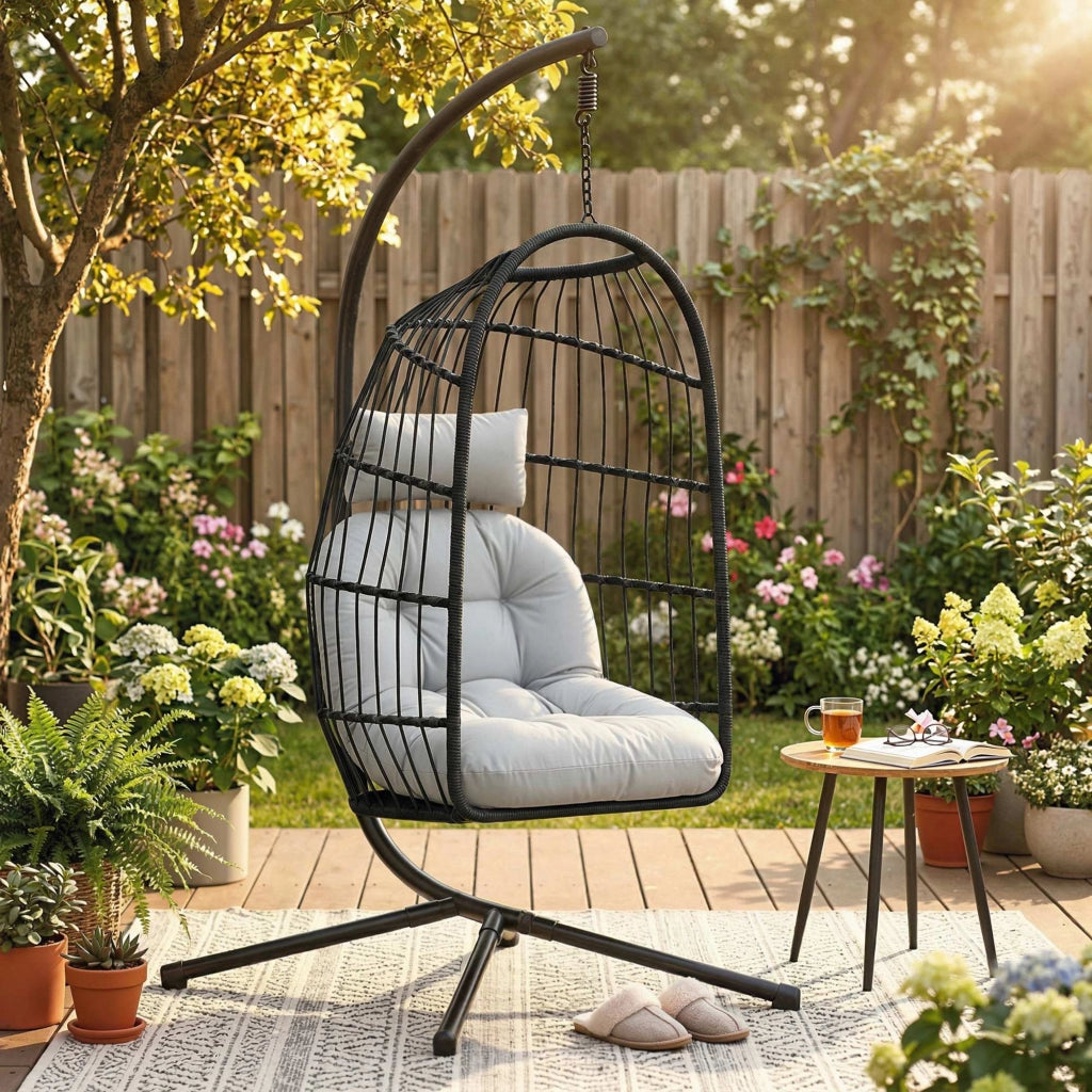 Sedia pieghevole in rattan con telaio cuscino cintura di sicurezza altezza regolabile
