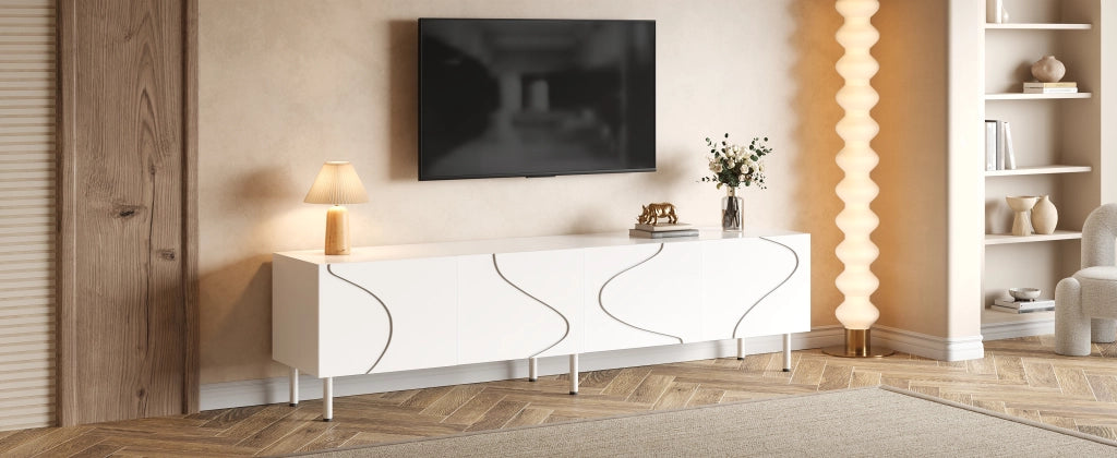 Cassettiera TV bianca in MDF e truciolare lunghezza 170 cm