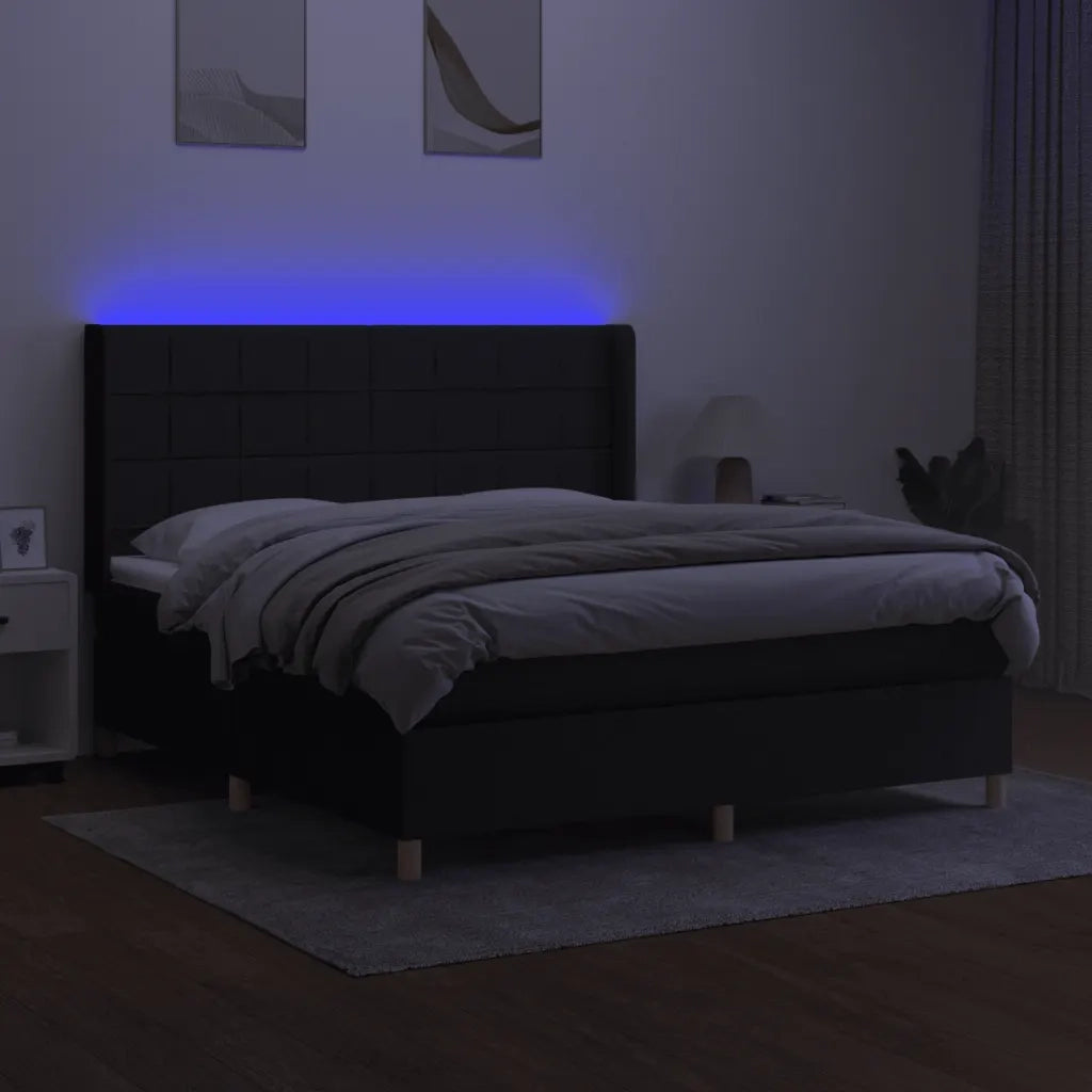 Letto a Molle con Materasso e LED Nero 180x200cm in Tessutocod mxl 75373