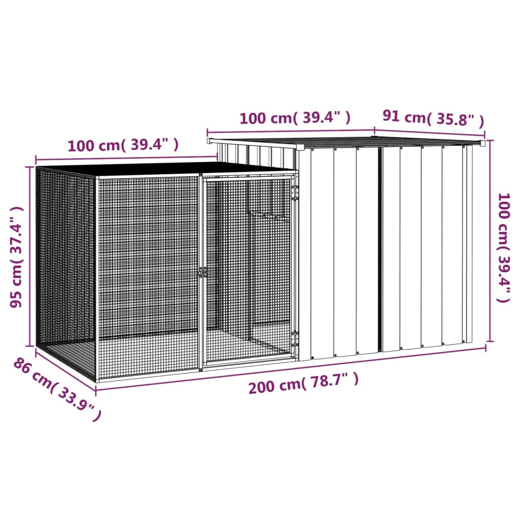 Conigliera 200 x 91 x 100 cm acciaio zincato grigio 02_0041946